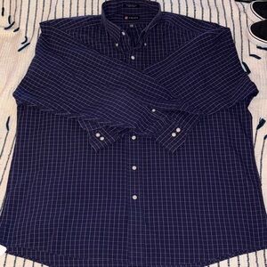 Chaps Navy Grid Button-Down Shirt